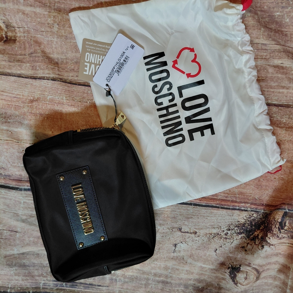 NWT Love Moschino Black Cosmetic Bag
